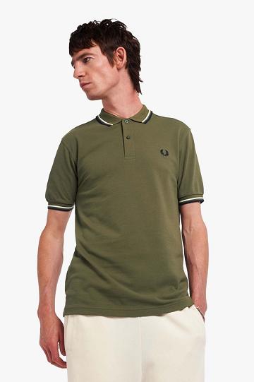 Green Fred Perry M3600 Men's Polo Shirts | PH 1428KORI